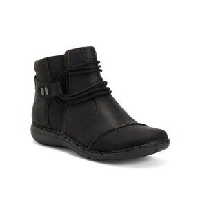 CLARKS Black Suede Wide Un Loop Up Comfort Booties